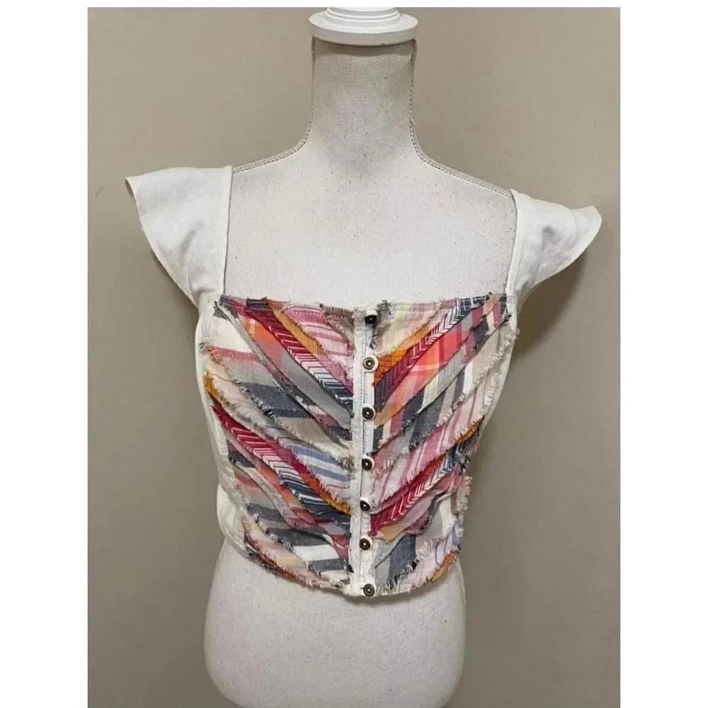 Anthropologie x Pilcro Striped Ruffle Cami Size L - Picture 6 of 8